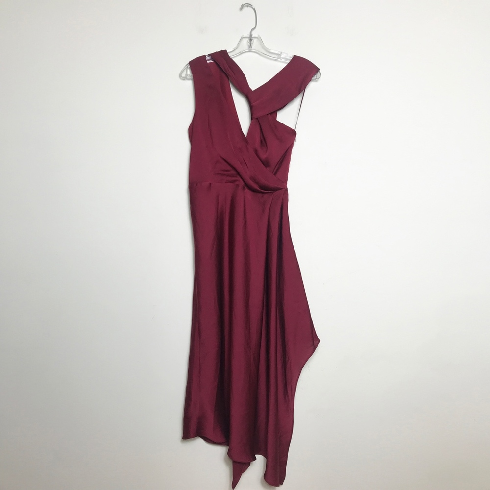 Keepsake Plum Red Midi Dress - Picture 5 of 8